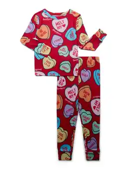 Walmart Character Toddler Unisex Valentine's Day Pajama Set, 2-Piece, Sizes 12M-5T offer