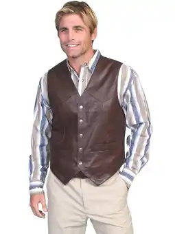 Walmart Scully 507-143-XXL Mens Leather Wear Lamb Snap Front Vest - Brown Soft Touch Lamb - XXL offer