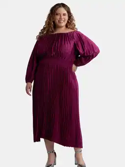 Walmart Terra & Sky Black Label Women's Plus Size Pleated Off the Shoulder Midi Dress, 0X-5X offer