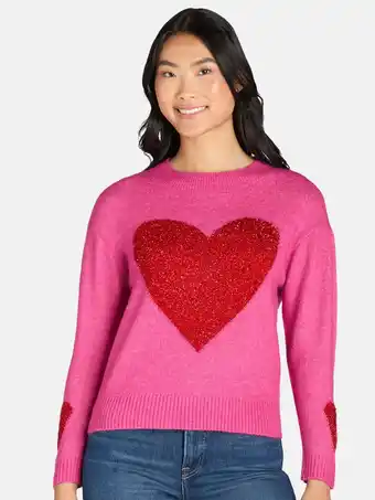 Walmart 99 Jane Street Women's Heart Pullover Sweater, Midweight, Sizes XS-XL offer