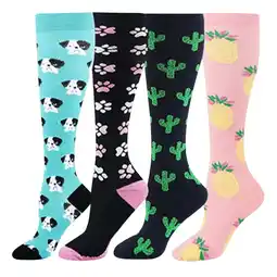 Walmart ZHUASHUM Women Print Sports Compressie Socks 4-Pack offer