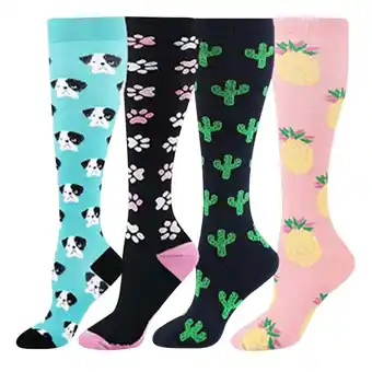 Walmart ZHUASHUM Women Print Sports Compressie Socks 4-Pack offer