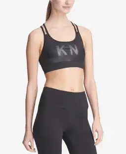 Walmart DKNY Womens Sport Logo Glitter Strappy-Back Low-Impact Sports Bra Clear Combo XL offer