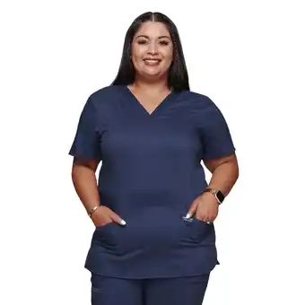 Walmart Cherokee Workwear Revolution Scrubs Top For Women V-Neck WW620 offer