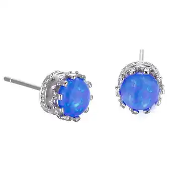 Walmart Crown Stud Earrings Womens Sterling Silver Blue Fire Opal Ginger Lyne Collection offer