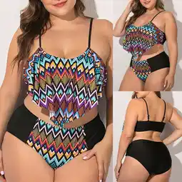 Walmart BONIXOOM Women Two-Piece Swimsuit Digital Print Sling Plus Size Bikini Beachwear Swimwear offer