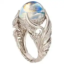 Walmart 925 Sterling Silver Angel Wings Charming Moonstone Diamond Rings offer