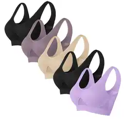 Walmart Wdfiry 5PC Plus Size Women Sport Underwear Shockproof Breathable No Rims Push-up Vest Bra offer