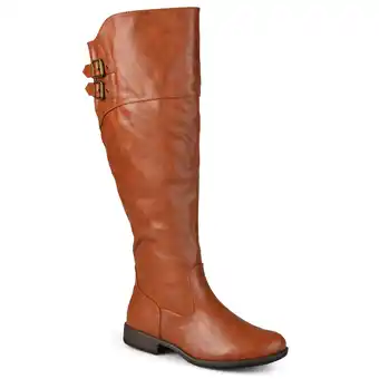 Walmart Journee Womens Tori Extra Wide Calf Stacked Heel Riding Boots offer