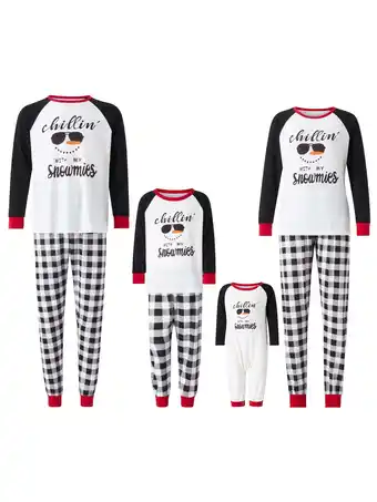 Walmart Peyakidsaa Matching Family Pajamas Sets Christmas PJ's Sleepwear Snowman Top with Plaid Bottom offer