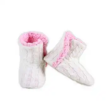 Walmart Women's Cable Knit Booties House Slippers w/ Sherpa Fleece Lining and Non-Slip Rubber Soles offer