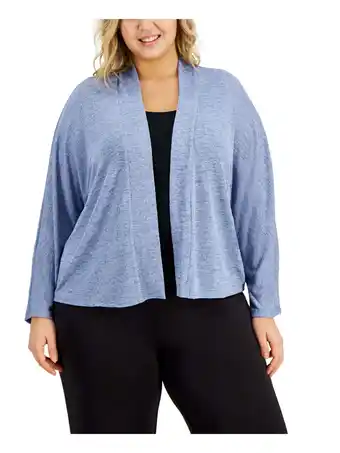 Walmart KASPER Womens Blue Textured Sheer Heather Long Sleeve Open Front Cardigan Plus 3X offer