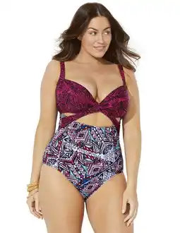 Walmart Swimsuits for All Women's Plus Size Cut Out Underwire One Piece Swimsuit offer