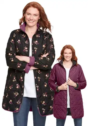 Walmart Woman Within Women's Plus Size Reversible Quilted Barn Jacket offer