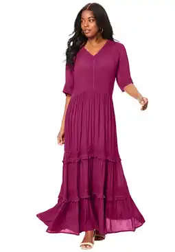 Walmart Roaman's Women's Plus Size Lace Crinkle Maxi Dress offer