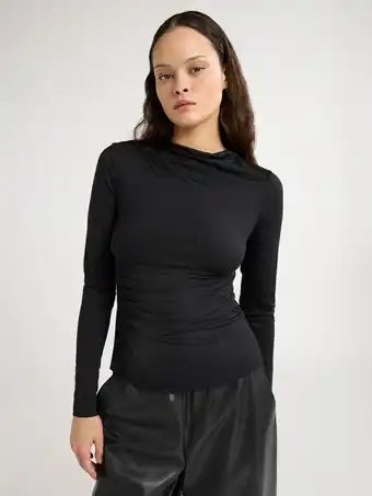 Walmart Scoop Women's Side Pleated Top with Long Sleeves, Sizes XS-XXL offer