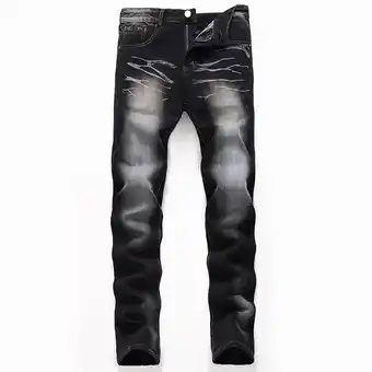 Walmart Leesechin Men Pants Clearance,Denim Pants Slim Elastic Slim Button Zipper Fashion Casual Pants offer