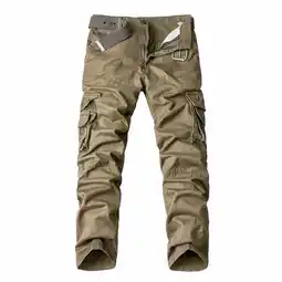 Walmart Leesechin Men Pants Clearance,Solid Multi-Pocket Washed Overalls Outdoor Casual Pants Trousers offer