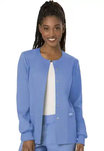 Walmart Cherokee Snap Front Scrub Jackets for Women, Workwear Revolution Soft Stretch WW310 offer