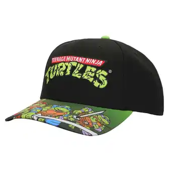 Walmart TMNT Classic Retro Cartoon Characters & Logo Men's Black Precurve Snapback Hat offer