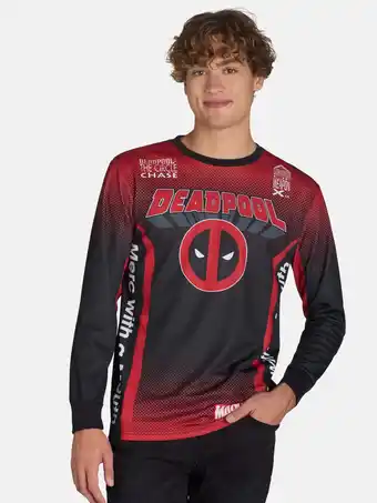 Walmart Deadpool Men’s and Big Men’s Moto Graphic Tee with Long-Sleeves, Sizes S-3XL offer