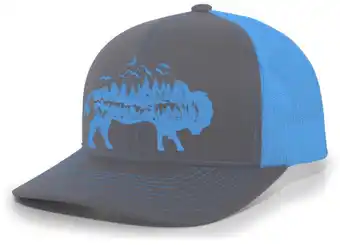 Walmart Heritage Pride Mens Trucker Hat Embroidered Wild Buffalo Outdoor Hat Baseball Cap-Charcoal/Neon Blue offer