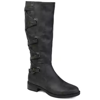 Walmart Journee Womens Carly Extra Wide Calf Stacked Heel Riding Boots offer