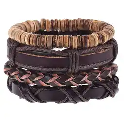 Walmart Sehao Vintage Braided Multilayer Leather Bracelet, 4 Pieces, Adjustable Length offer