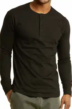 Walmart Men's Henley 3-Button Pullover Cotton T-Shirt Long Sleeve Crew Neck offer