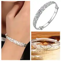 Walmart Fashion Women 925 Sterling Silver Adjustable Spark Pattern Bangle Bracelets offer