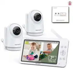 Walmart bonoch 7 720P Baby Monitor with 2 Cameras HD LCD Split Screen Video Audio No WiFi Auto Night Vision offer