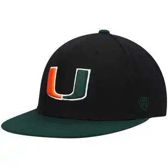 Walmart Men's Top of the World Black/Green Miami Hurricanes Team Color Two-Tone Fitted Hat offer