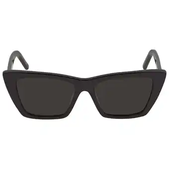 Walmart Saint Laurent Women's Narrow Cat Eye Sunglasses, Shiny Black/Grey Green, One Size offer