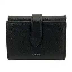 Walmart Pre-Owned CELINE Fine Strap Wallet Compact Tri-fold Black Women's (Good) offer