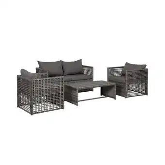 Walmart Westin Outdoor Audy Outdoor 4-Piece Cushioned Rattan Patio Furniture Chat Set Gray offer