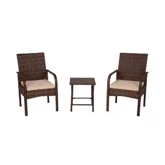 Walmart Polytrends Bradbury Outdoor 3-pc. Wicker Bistro Patio Set with Cushions Beige offer