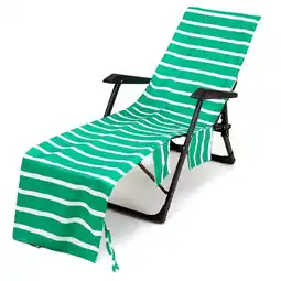 Walmart KIHOUT Stripe Chair Cover Printed Beach Towel Polyester Cotton Lounge Chair Towel Sales offer