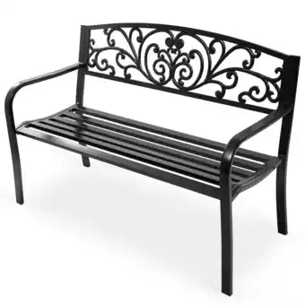 Walmart Costway 50'' Patio Park Garden Bench Porch Chair Steel Frame Cast Iron Backrest offer