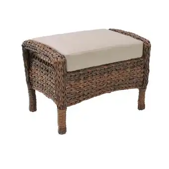 Walmart W Unlimited Modern Concept Faux Sea Grass Resin Rattan Ottoman, Dark Brown offer