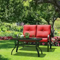 Walmart Gymax 2PCS Patio Loveseat & Table Set Cushioned Outdoor Furniture Set Yard Garden offer