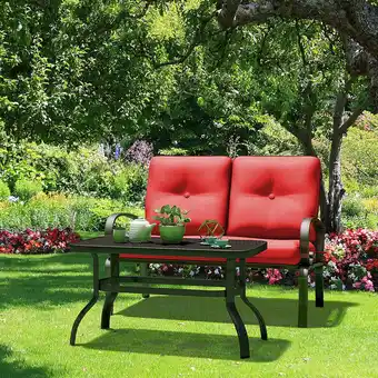 Walmart Gymax 2PCS Patio Loveseat & Table Set Cushioned Outdoor Furniture Set Yard Garden offer