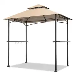 Walmart Gymax 8' x 5' BBQ Grill Gazebo 2-Tier Barbecue Canopy Vented Top Shelves Shelter Khaki offer