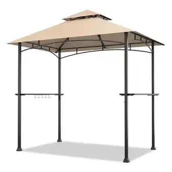 Walmart Gymax 8' x 5' BBQ Grill Gazebo 2-Tier Barbecue Canopy Vented Top Shelves Shelter Khaki offer