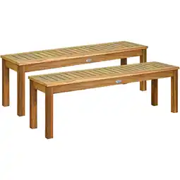 Walmart Gymax Set of 2 Acacia Wood Bench Dining Bench Patio Garden w/ Slatted Seat Indonesia Teak offer