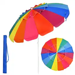 Walmart Costway 8 FT Beach Umbrella Outdoor Tilt Sunshade Sand Anchor W/Carry Bag Rainbow offer