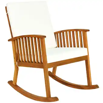 Walmart Costway Acacia Wood Rocking Chair Patio Garden Lawn W/ Cushion offer