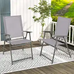 Walmart Costway 2pcs Patio Folding Portable Dining Chairs Metal Frame Armrests Outdoor Gray offer