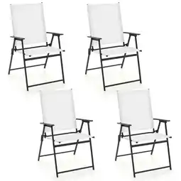 Walmart Gymax Set of 4 Patio Portable Metal Folding Chairs Dining Chair Set White offer