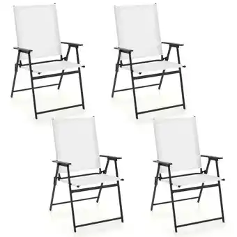 Walmart Gymax Set of 4 Patio Portable Metal Folding Chairs Dining Chair Set White offer