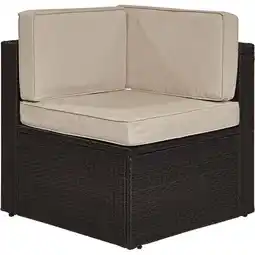 Walmart Palm Harbor Outdoor Wicker Corner Chair with Sand Cushions - Brown offer